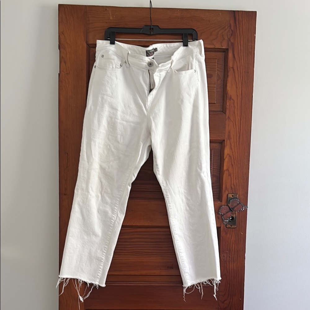 Torrid White Straight Leg Jeans Raw Hem